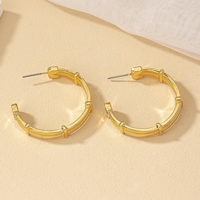 Geometric Circle Earrings: Trendy Cold-Style Ear Studs for Women with Unique Design