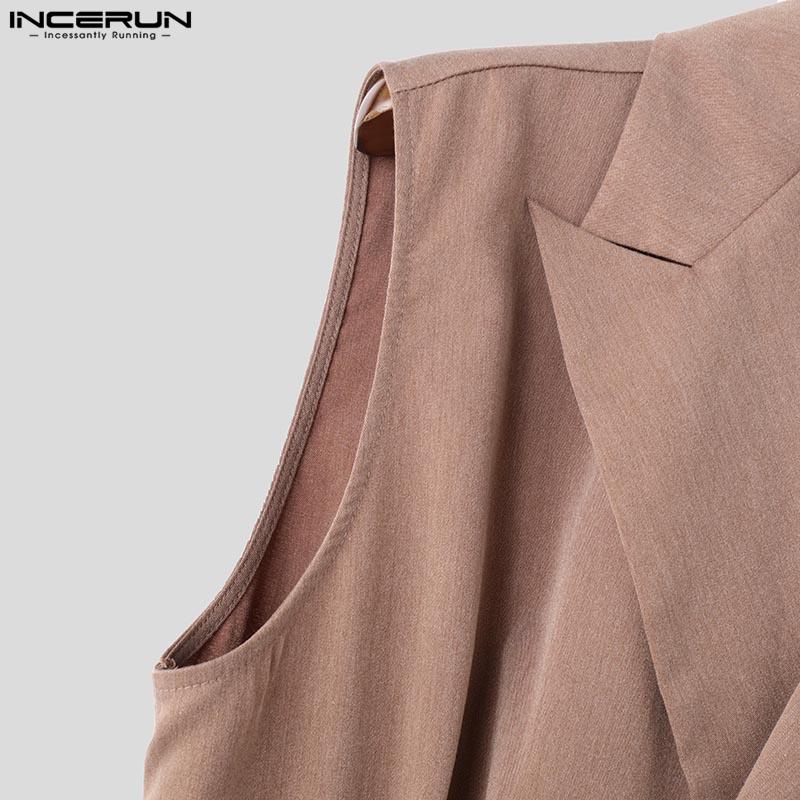 INCERUN Men V Neck Long Sleeve Irregular Layers Zipper Long Jumpsuits Rompers