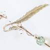 Feather Bookmark for Reading Crystal Pendant Bookmark Metal Book Mark Dried Flower Flower Specimens