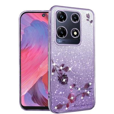 Phone Case For Infinix Note 30, 30i, 30 Pro, 30 VIP Flash Pink Flower Transparent Shock Protection Luxury Diamond Shining Protective Cover