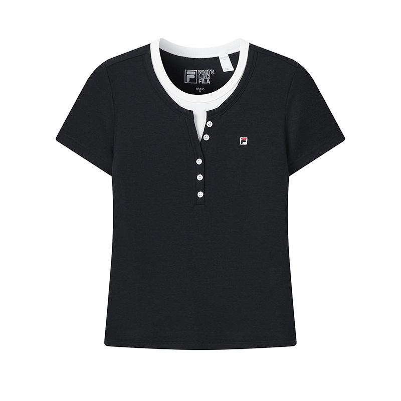 FILA White Fashion Comfortable Simple Casual Short Sleeve T-Shirt Women tops Legendary-Blue F51W623101FNV S