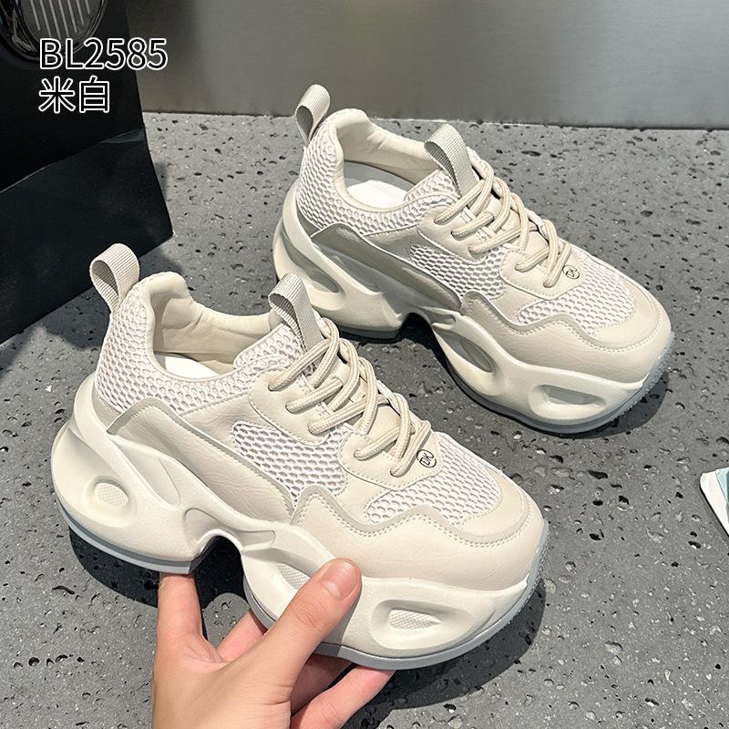 Platform dad shoes autumn new leather small ins trendy breathable sports and leisure shoes