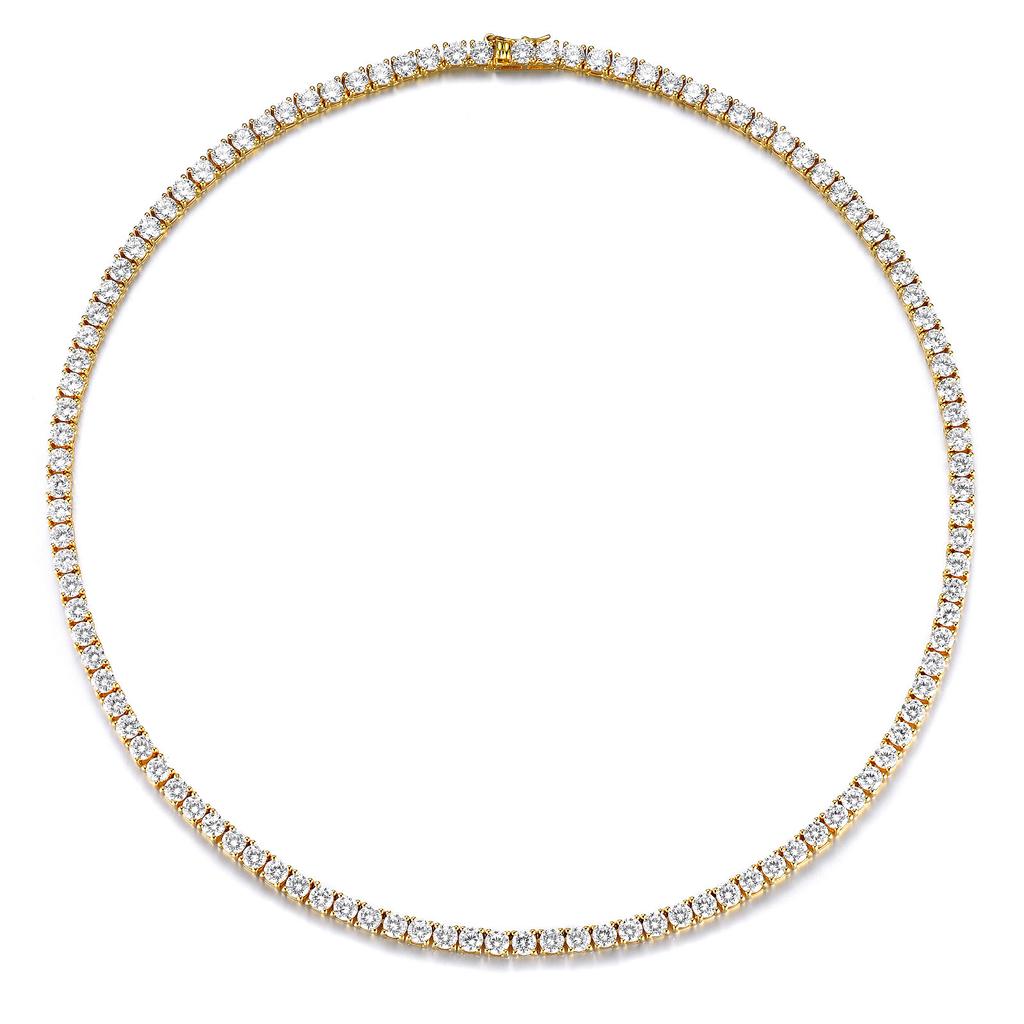 Men And Women Full Diamond Hip-Hop Necklace Jewelry, Fashion 2-6Mm4 Claw Copper Zircon Tennis Necklace