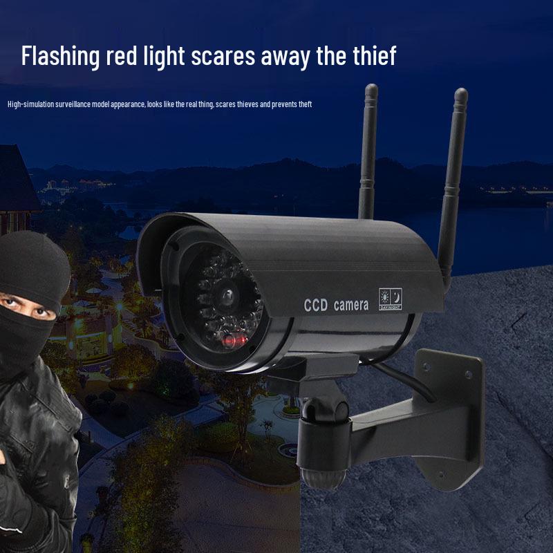 Outdoor Fake Surveillance Camera with Light - Simulated Security Probe