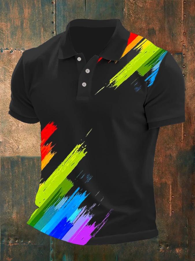 Trendy Striped Short-sleeve Polo Shirt, Stylish Casual Top for Versatile Daily Wear.