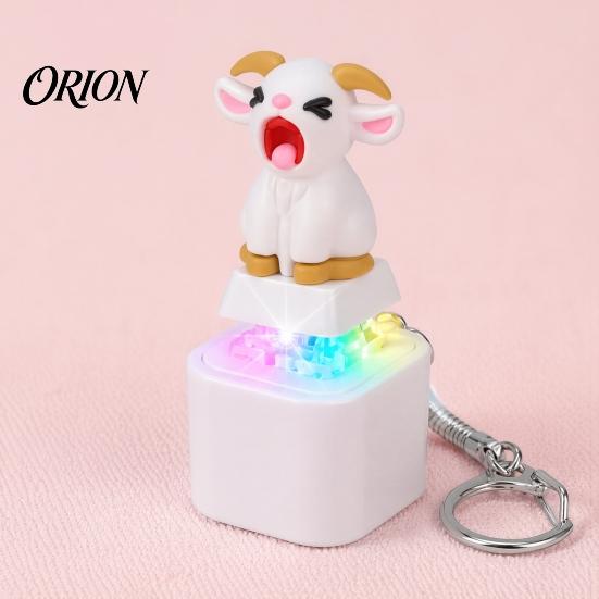 Mechanical Keycap Keychain 1/2/3Pcs Screaming Goat Keyboard Fidget Toy, Rechargeable Sheep Finger Clicker Portable Sensory Toy with Light Sound,