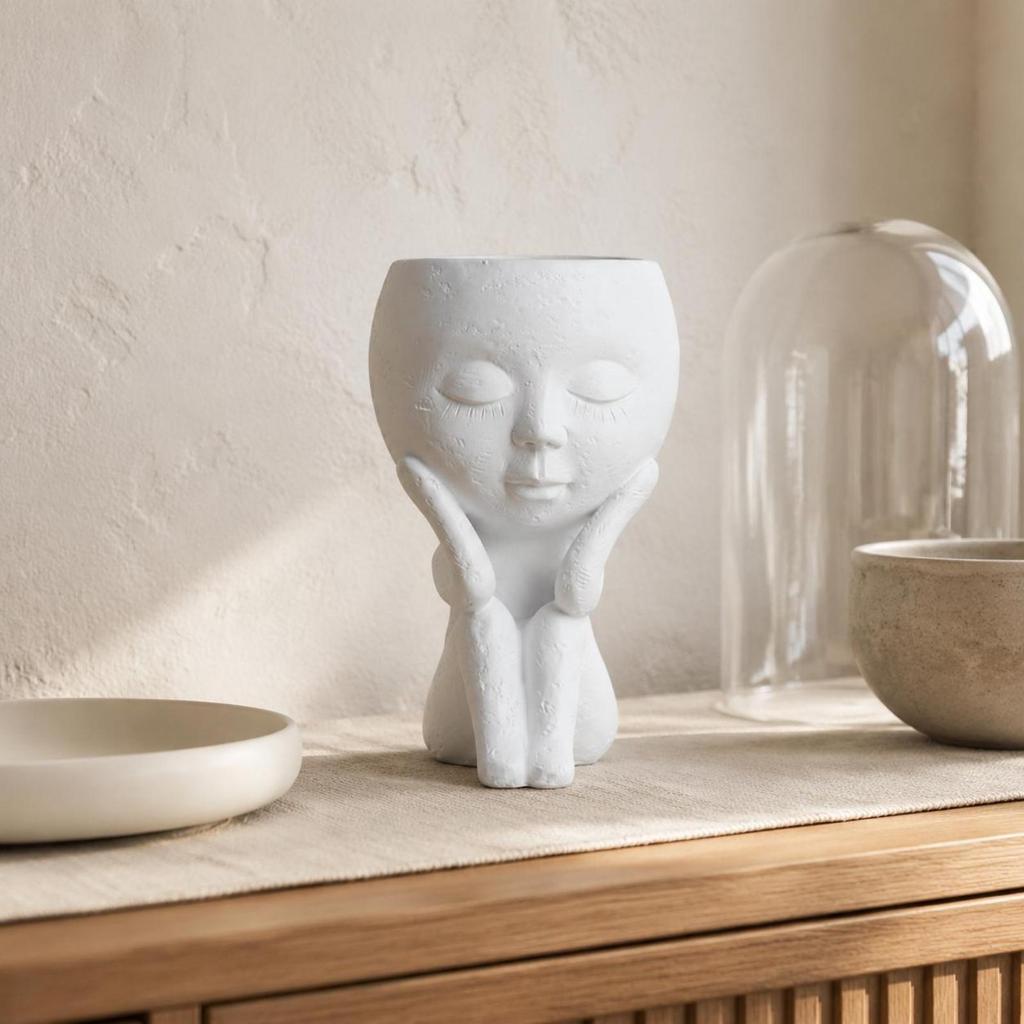 Seated Girl Vase Sculptural Resin Minimalist Home Decor