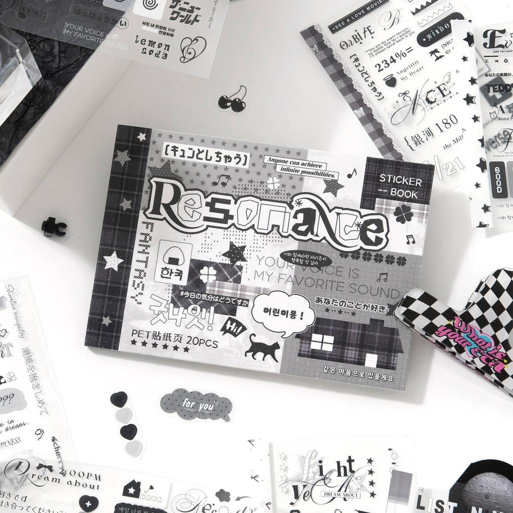 20sheets Kawaii Ins M5 Creative Typeface Die cut Stickers Book for DIY Diary Scrapbook Handmade Aesthetic Stickers