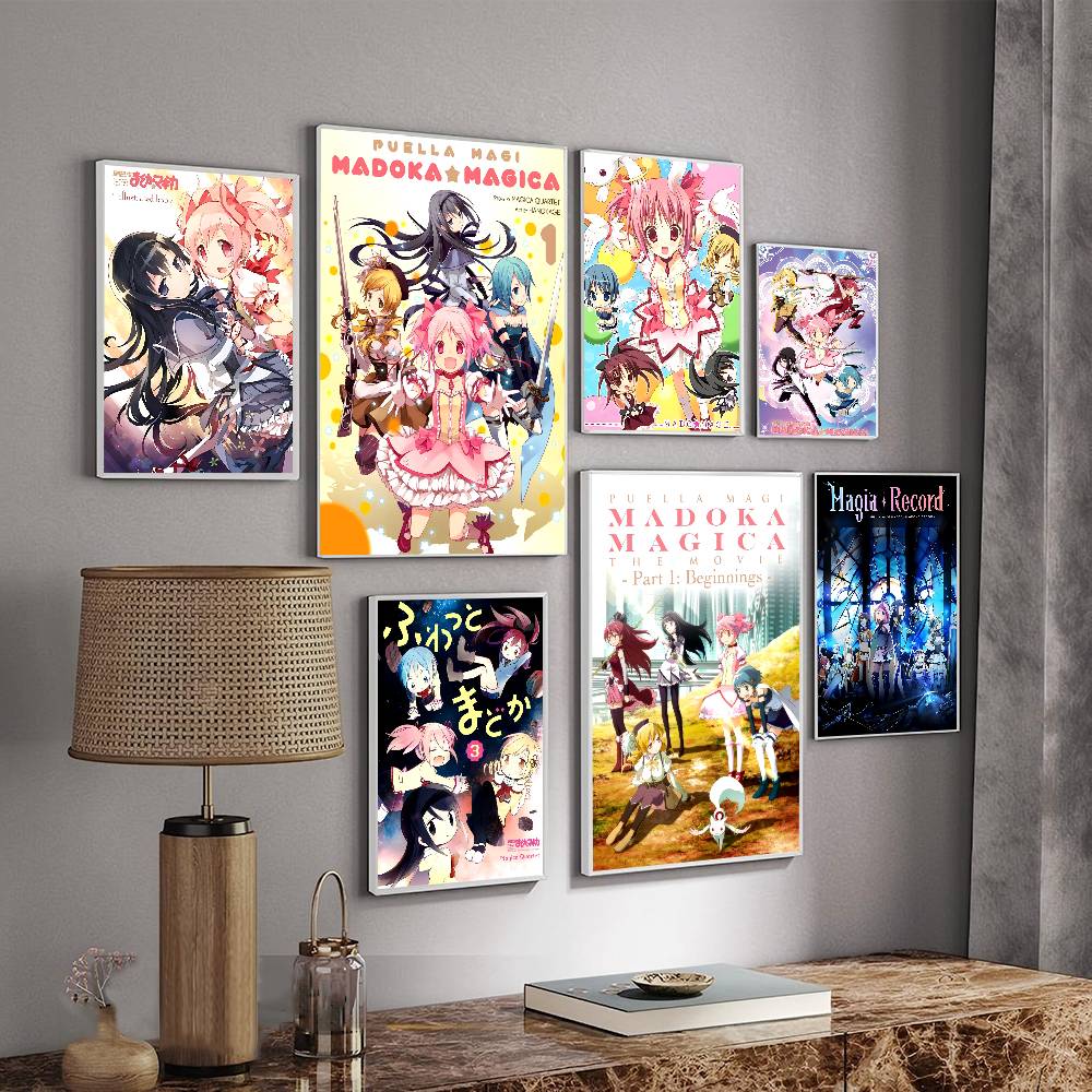 Anime P-Puella Magi Madoka Magica Girl Vintage Posters Sticky Retro Kraft Paper Sticker DIY Room Bar Cafe Kawaii Room Decor