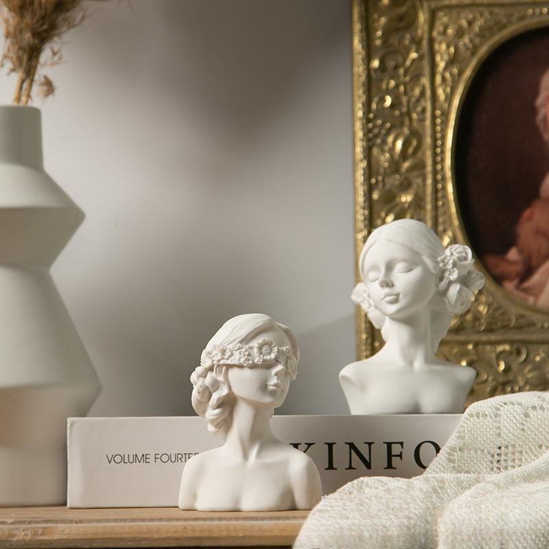 Greek Bust Statue Decoration for Home Decorative Figurines Home Office Bedroom Console Shelf Ornaments Jewelry Display Stand