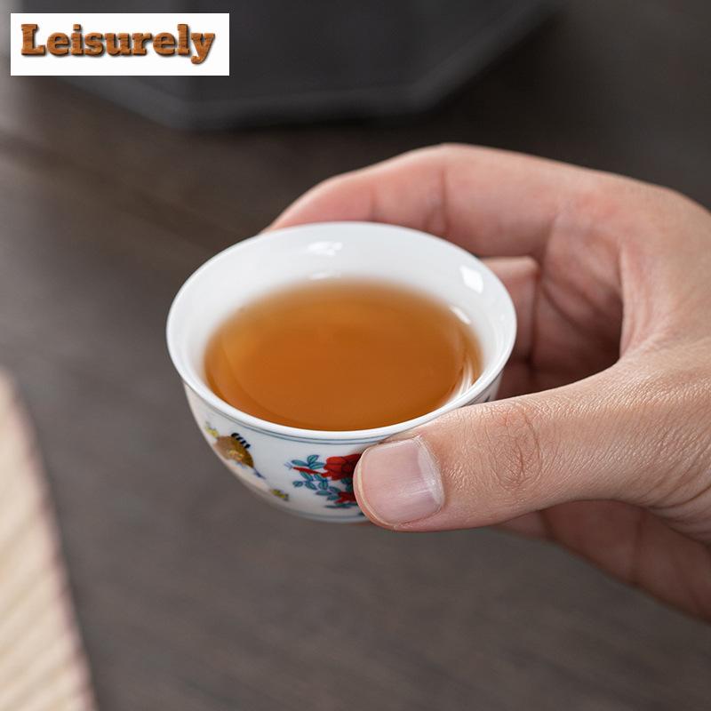55/115ML Handgjord Kopp med Kopparkrona Kycklinggryta Personlig Meditationskopp Rese Te-skål Mästarkopp Kinesiska Te-set Tillbehör