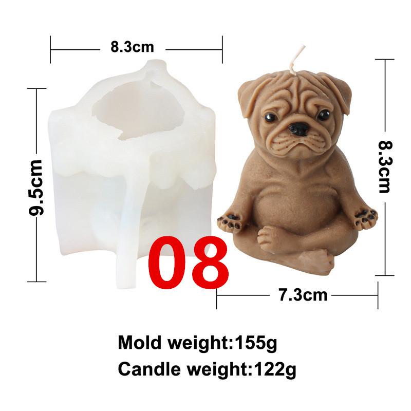 Yoga Animal Silicone Mold 3D Pug Prayer Meditating Rabbit Mould Praying Turtle DIY Mold Scented Candle Pet Plaster Resin Mold