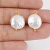 2Pcs Gold Color Ring Real Natural Pearl Charm Pendants For Jewelry Making Earrings Necklace Stainless Steel Findings Accessories