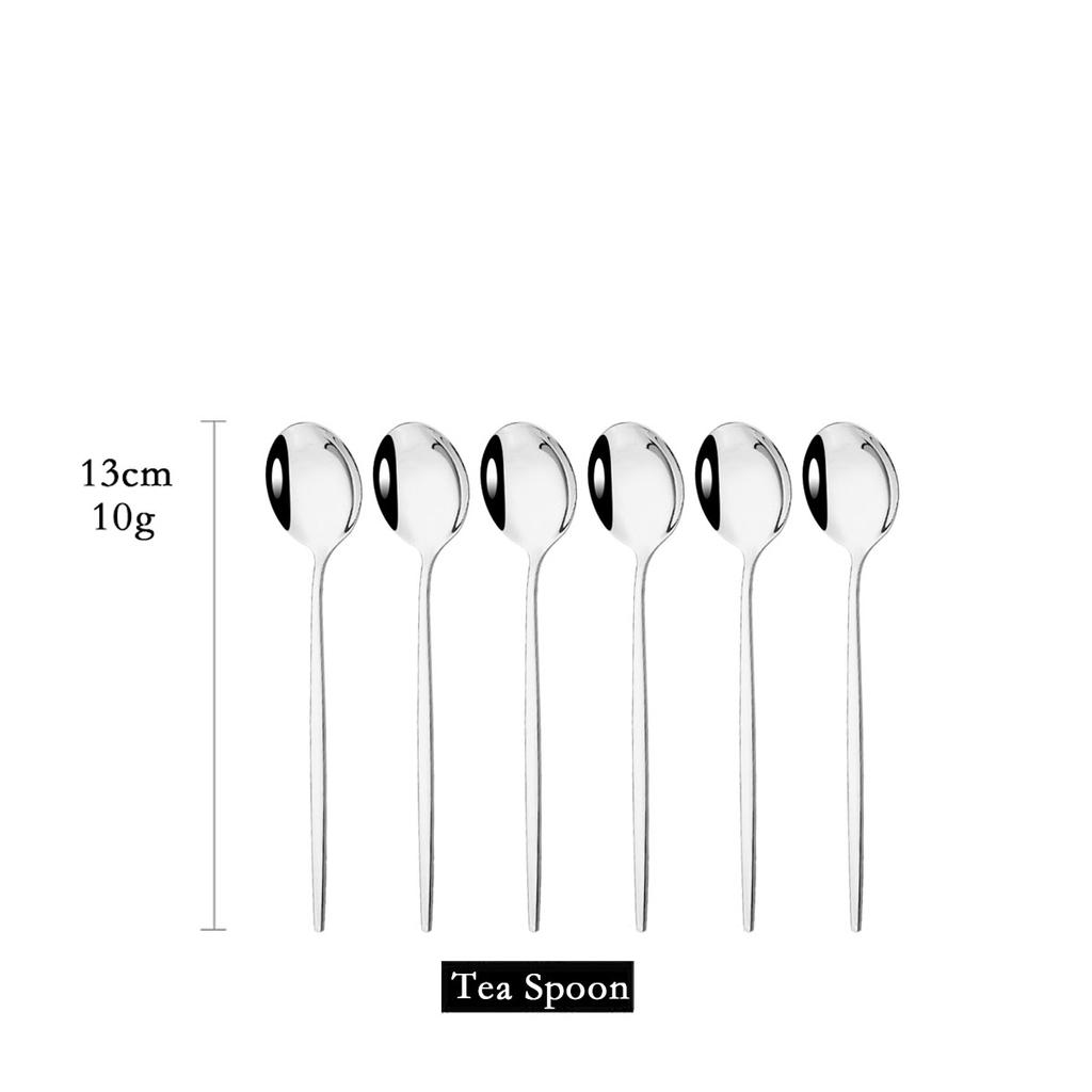 Set da 6 Pezzi Cucchiaini Acciaio Inossidabile Posate Colorate Cucchiaini Piccoli per Torta Frutta Dessert Caffè Snack Strumenti per la Cucina Stoviglie