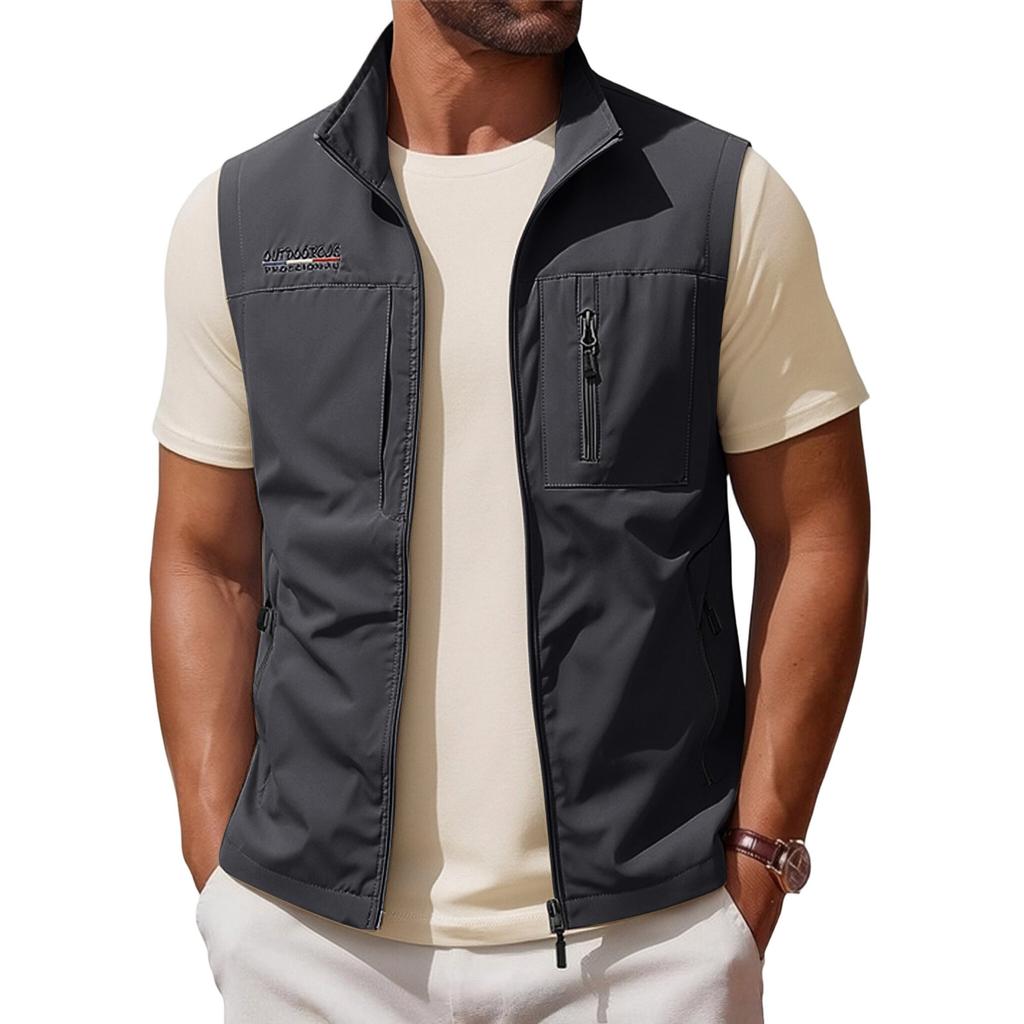 Gilet da Pesca da Uomo Asciugatura Rapida Giacca da Esterno Senza Maniche Leggero Multi Tasche Utilità Abbigliamento da Lavoro Gilet da Escursionismo