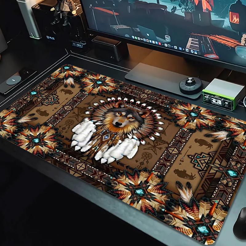 Indian Wolf Color Mouse Pad Large Gaming Table Cushion Non-slip Laptop Tablet Big Mousepad XXL Mat Mini PC Playmat With Lock Edge