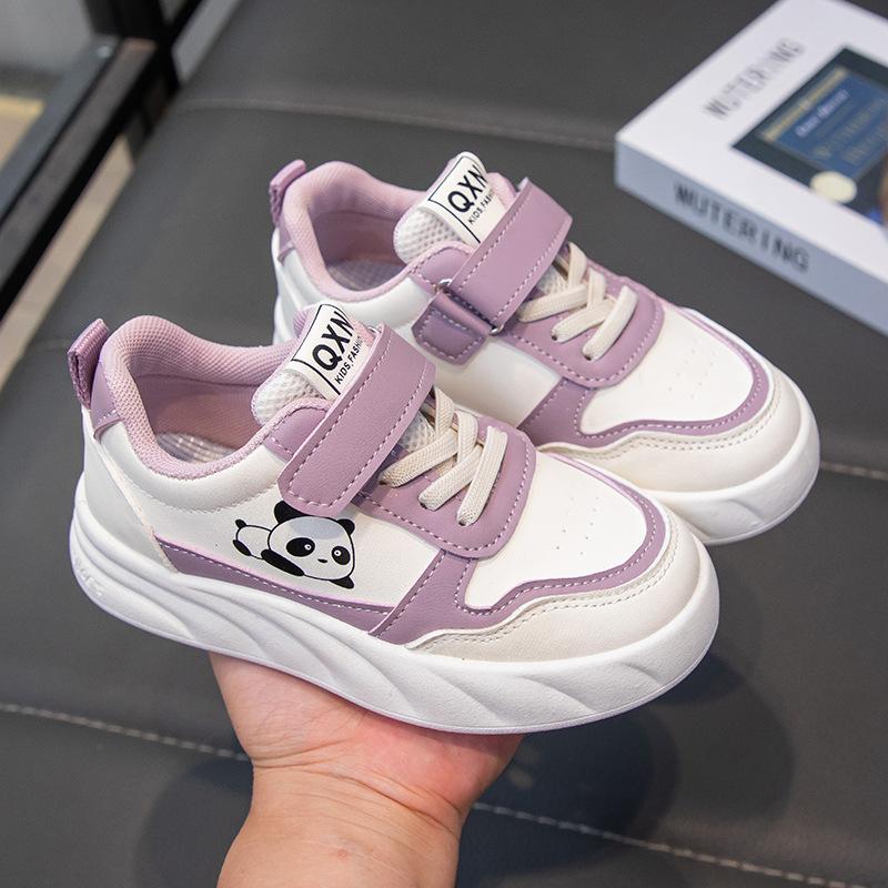 Girls Board Shoes Breathable Spring and Autumn New Leather Surface Casual Panda Classmates Middle School Children Non-slip Soft Sole Boys Sports Shoes