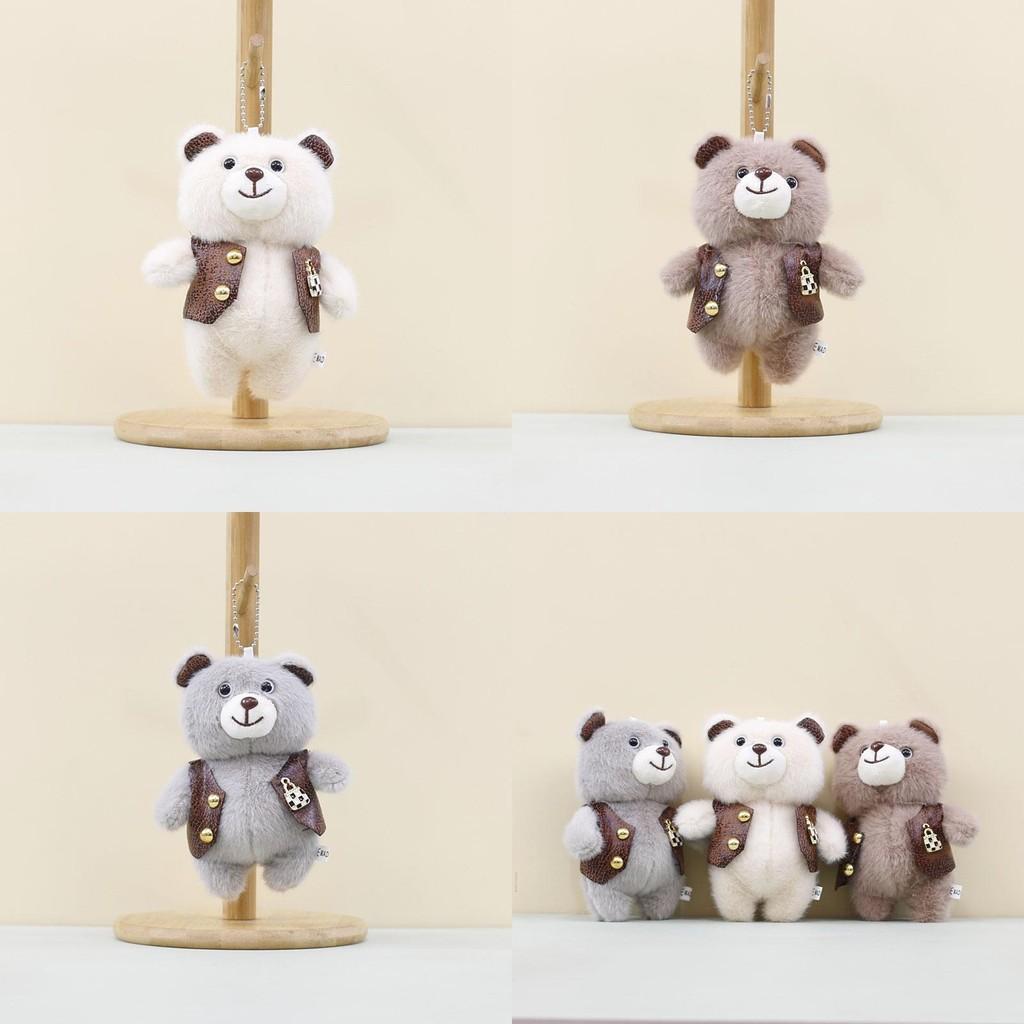 Playful And Cute Bear Plush Toy In Stylish Vest Perfect For Keychain And Use Decor
