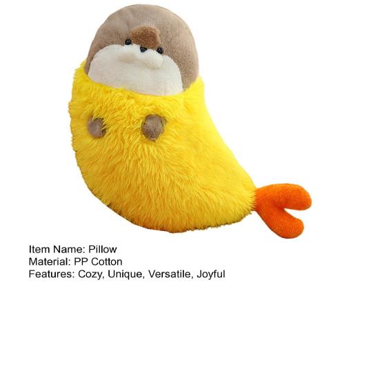 Fried Shrimp Seal Plush Pillow 70/90cm Soft Stuffed Hugging Doll with Invisible Zipper Cute Decorative Cushion Toy for Kids