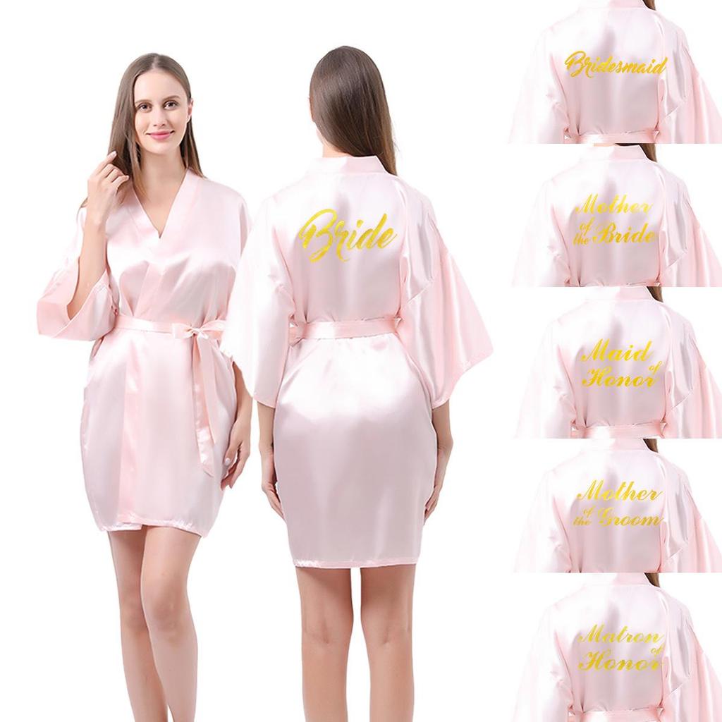 Classic Style Silk Bridesmaid & Bride Morning Robe with Hot Stamped Lettering