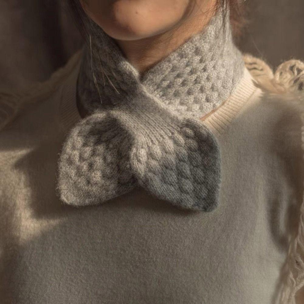 Thickening Cross Knitted Scarf Bib Snood Cowl Tube Thermal Neck Warmer Scarf  Winter