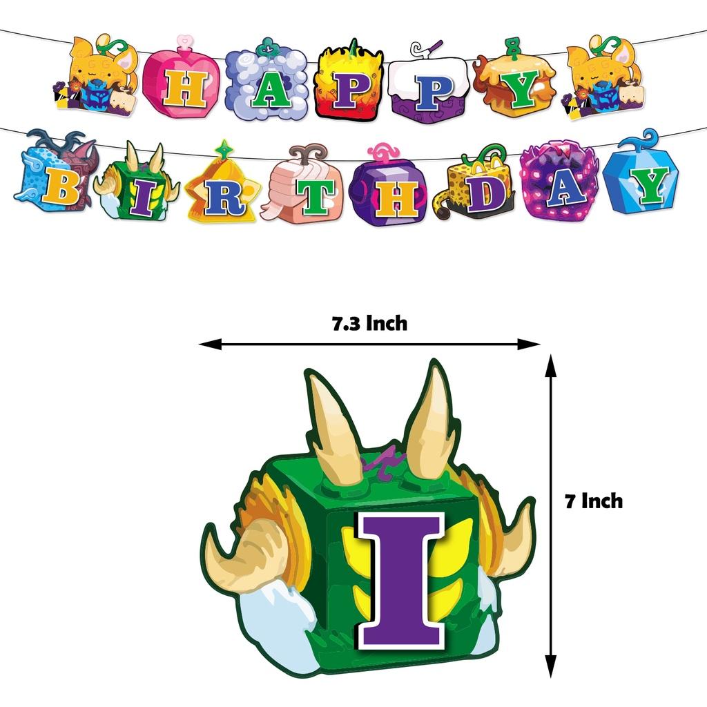 Blox Fruits Cartoon Theme Birthday Party Decorations Set Flags Balloons Cake Toppers