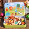 Little Migratory Bird Beaded Cartoon Iron Box, Wooden Bead Threading Educational Toys, Boys and Girls Play House Toys