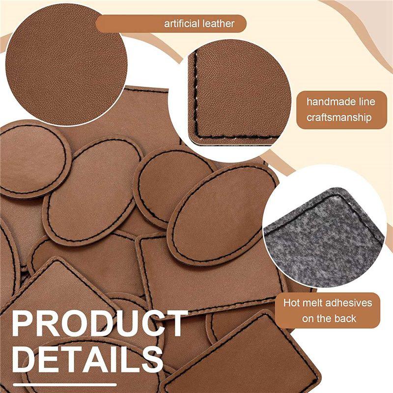 AEE4-90 Pcs Iron On Leatherette Patch Rustic Faux Leather Patches For Jacket Backpack