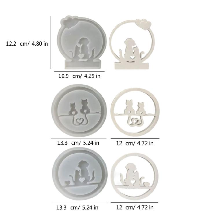 Candle Holder Silicone Molds Rings Cats Dog Candlestick Mould Craft Supplies Plaster Molds for Table Decorations