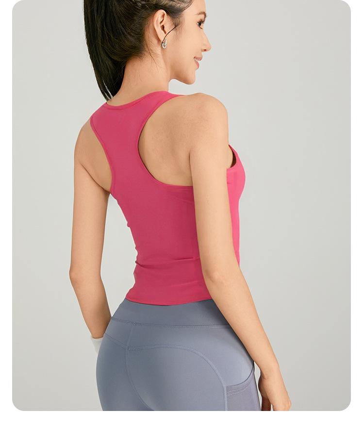 Women's Quick-Dry Backless Yoga Tank with Built-In Sports Bra