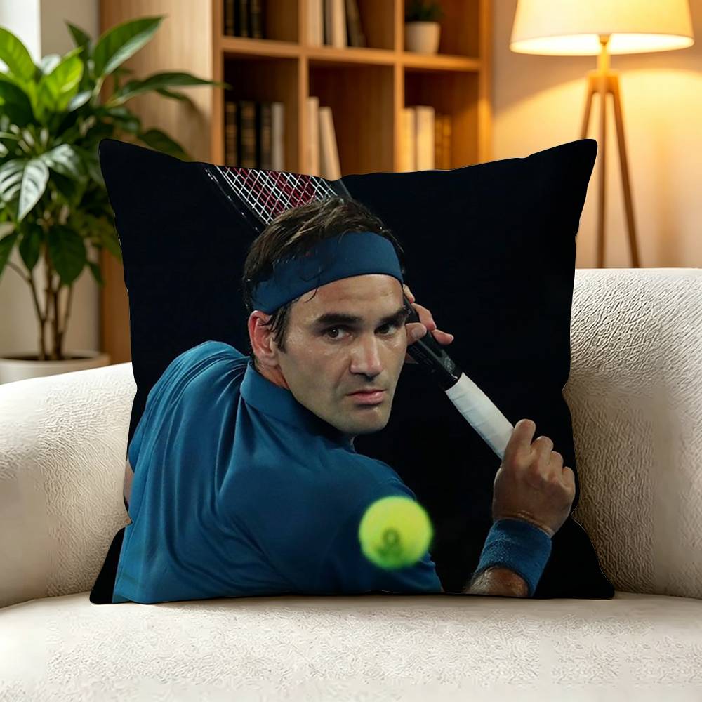 TTennis Legend Roger Federer Square DoubleSided printed Pillow Case Bedroom Bedside Pillow Sofa Cushion Cover