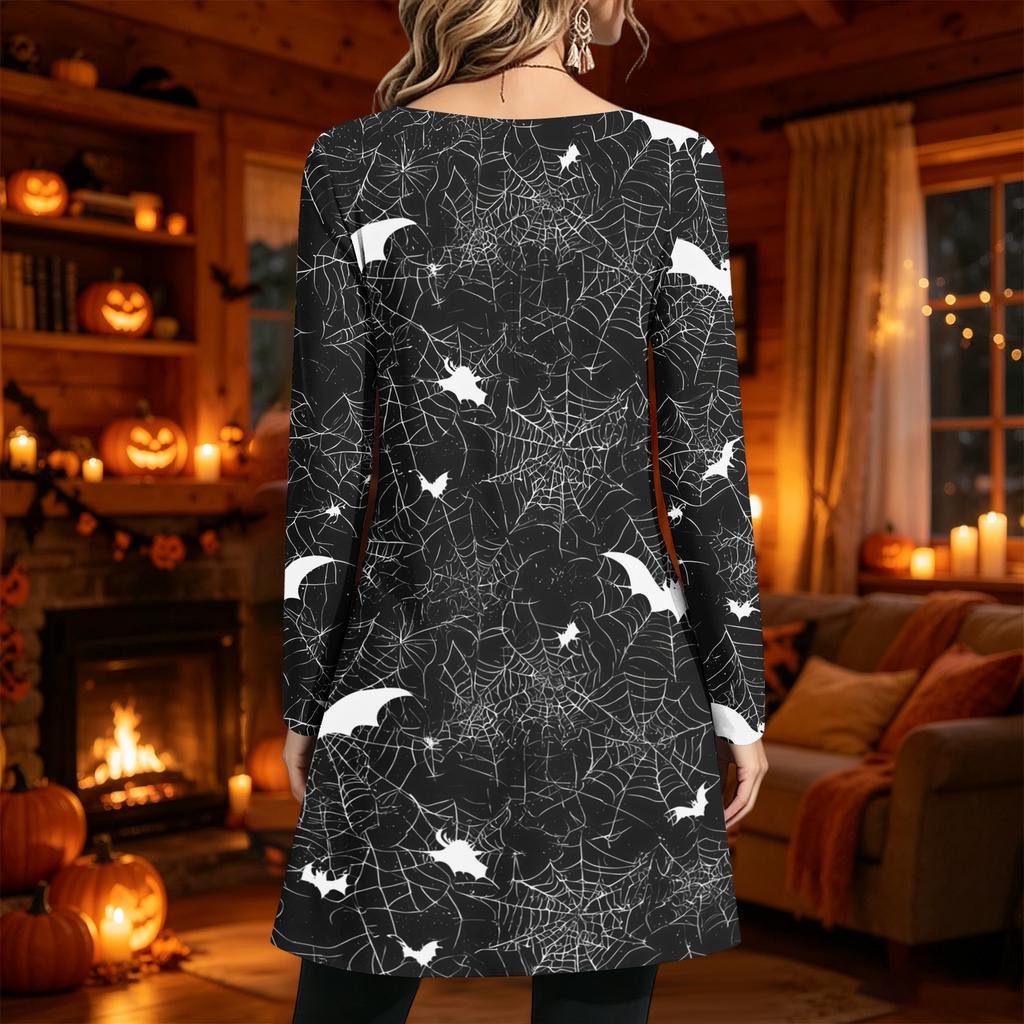 Women's Fashion Casual Printed Long Sleeve Round Neck Dress