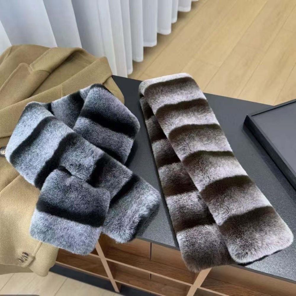 Thick Plush Cross Scarf Thermal Fluffy Muffler Double Sided Stole Faux Fur Collar Office Workers