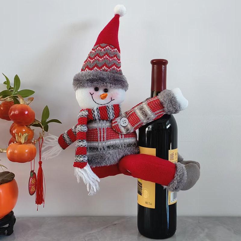Fundas de Punto Navideñas para Botellas de Vino: Bufanda, Gorro, Muñeco de Nieve para Decoración Festiva de Restaurante