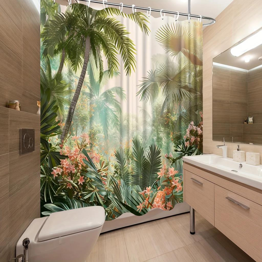 Tropical Oasis Shower Curtain - Multi-Style Bath Decor, Perfect for Those Who Love Nature-Inspired and Practical Designs