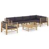 VidaXL Garden Furniture Set 7 Pcs with Dark Grey Cushions Bamboo
