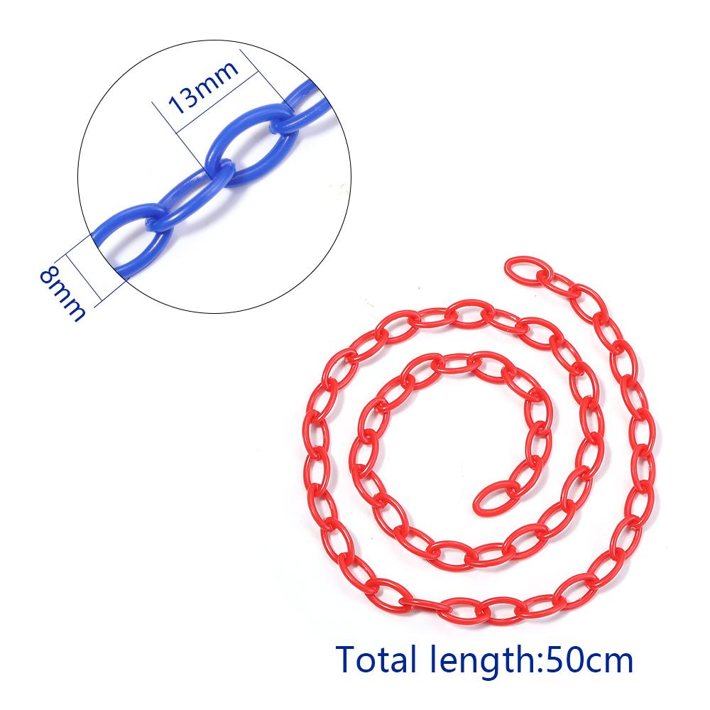 5pcs/lot 50cm Plastic Link Chain Colorful Extension Chains For Jewelry Making DIY Bracelet Necklace Phone Key Bag Chain Supplies