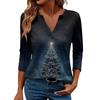 Women's Casual Fashionable Sexy Comfortable V-Neck Christmas Three-Quarter Sleeve Top