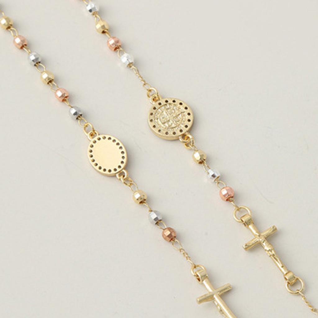 Gold Plated Saint Benedict Rosary Chain Bracelet Religious Jewelry Gift Catholic Metal Bracelet With Crucifix