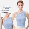 2025 Irregular One-Shoulder Mesh Sports Top - Shockproof Yoga Wear