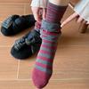Falsche Doppellagensocken Damen Gestreifte Lässige Stiefelsocken Atmungsaktive Geraffte Slouchy Socken für Street Fashion Alltagsbesorgungen Sportbekleidung