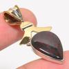 Natural Bloodstone Gemstone TwoTone 925 Solid Sterling Silver Pendant 1.75" R7F70