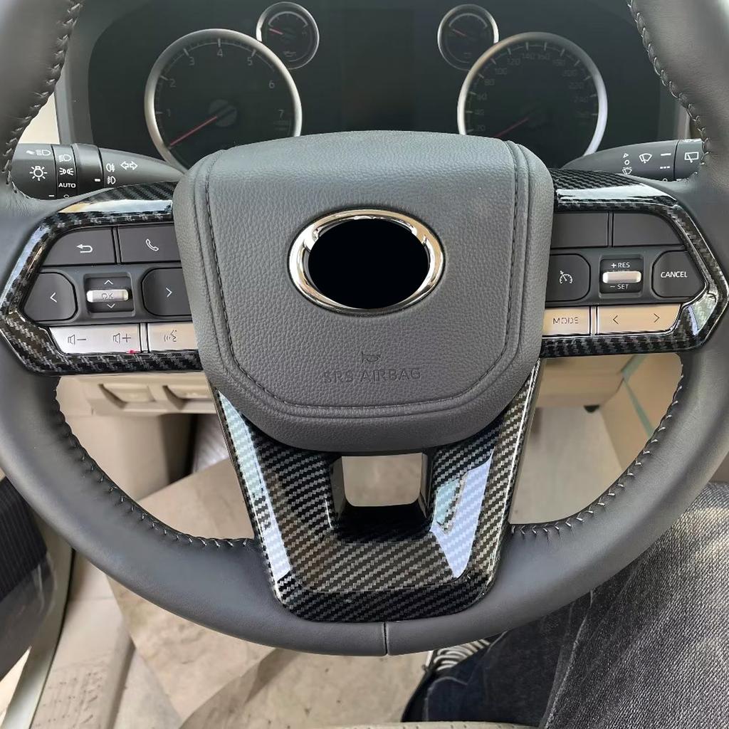 Car Accessories For Toyota Land Cruiser 300 J300 LC300 2022 2023 Carbon Fiber Grain Steering Wheel Decoration Trim 3pcs