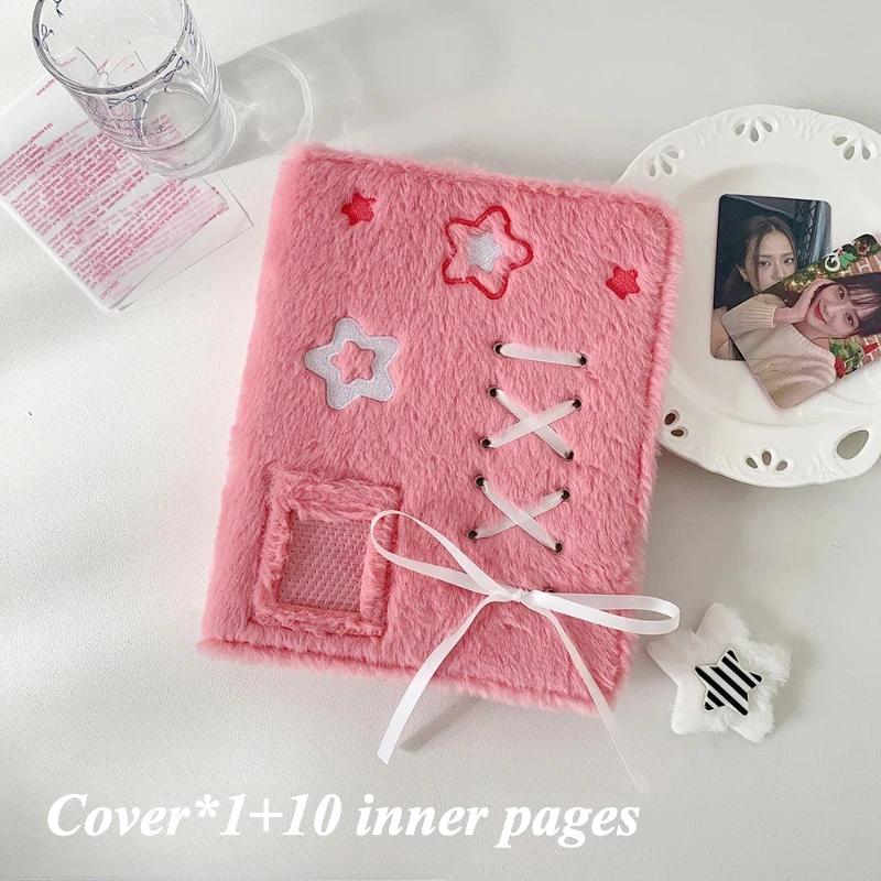 Sweet Bowknot Plush Photo Album Cute Plaid Design Kpop Photocard Binder for Girls 80 Pockets Photocard Book Wholesales 2025 New