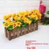 Artificial Flower Set: Wooden Fence & Small Potted Plants for Home Decoration