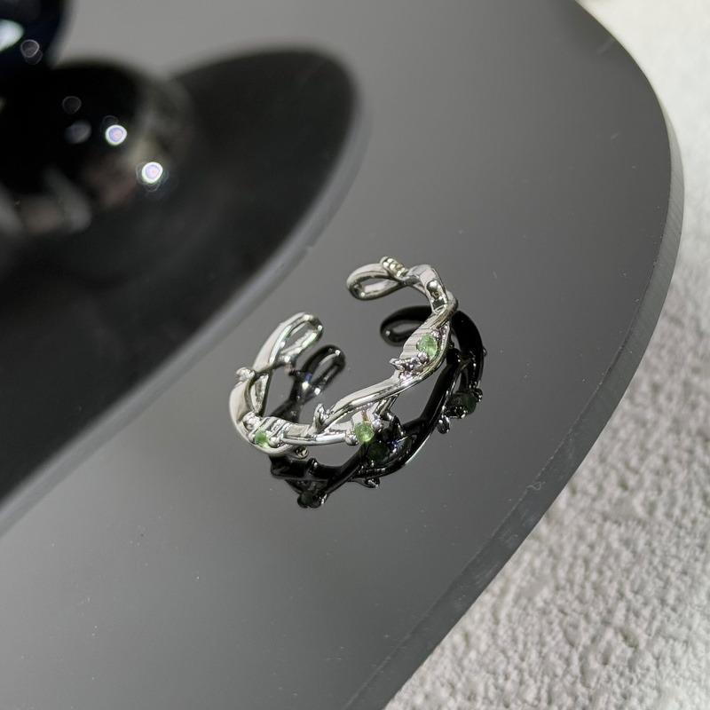 Thorns Series Colored Zir*****Pen Ring Women'S Volleyball Diamond Exquisite Flower Branch Winding Simple Index Finger Ring