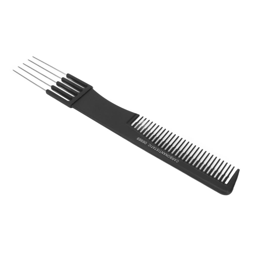 10pcs Metal Carbon Lift Teasing Combs Black Color Professional Hairdressing Tools 19.5cm Length Fine Teeth Design