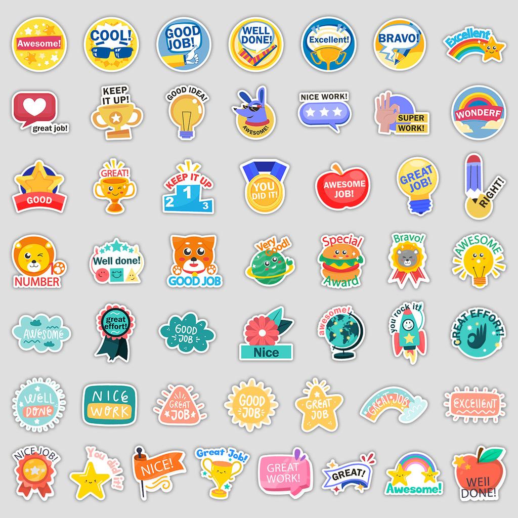 50 Pieces of Reward Series Graffiti Stickers, Water Cup, Luggage, Waterproof Decorative Stickers, Creative Reward Stationery Stickers