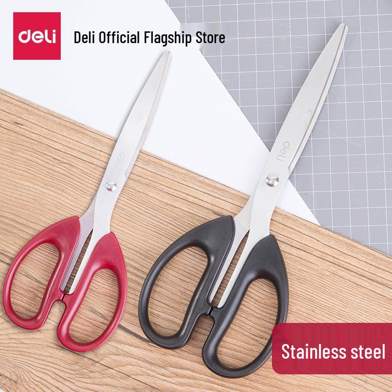 Deli 6009 Large Stainless Steel Round Head Scissors for Students & Office Use