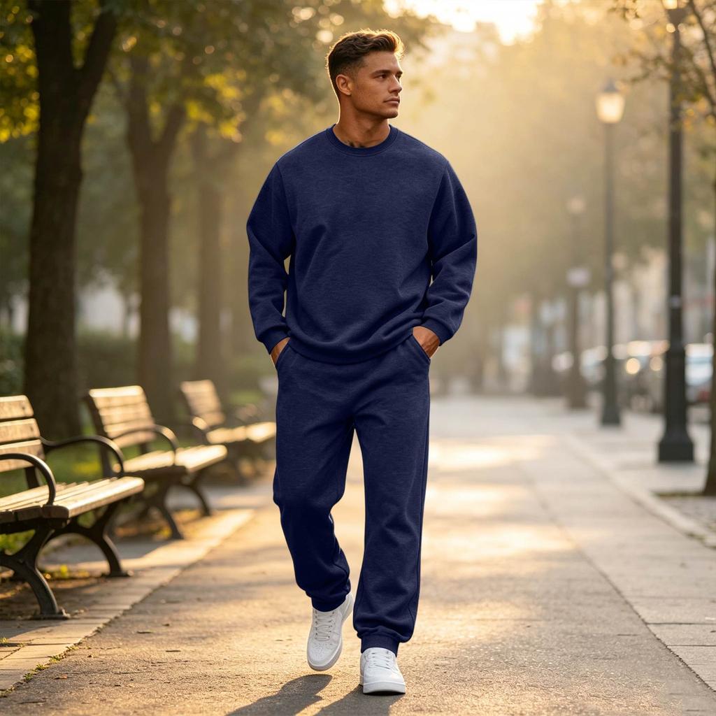 Men's Color Sweatshirt Set - Casual Tracksuit 2 Piece Outfit for Spring Fall
